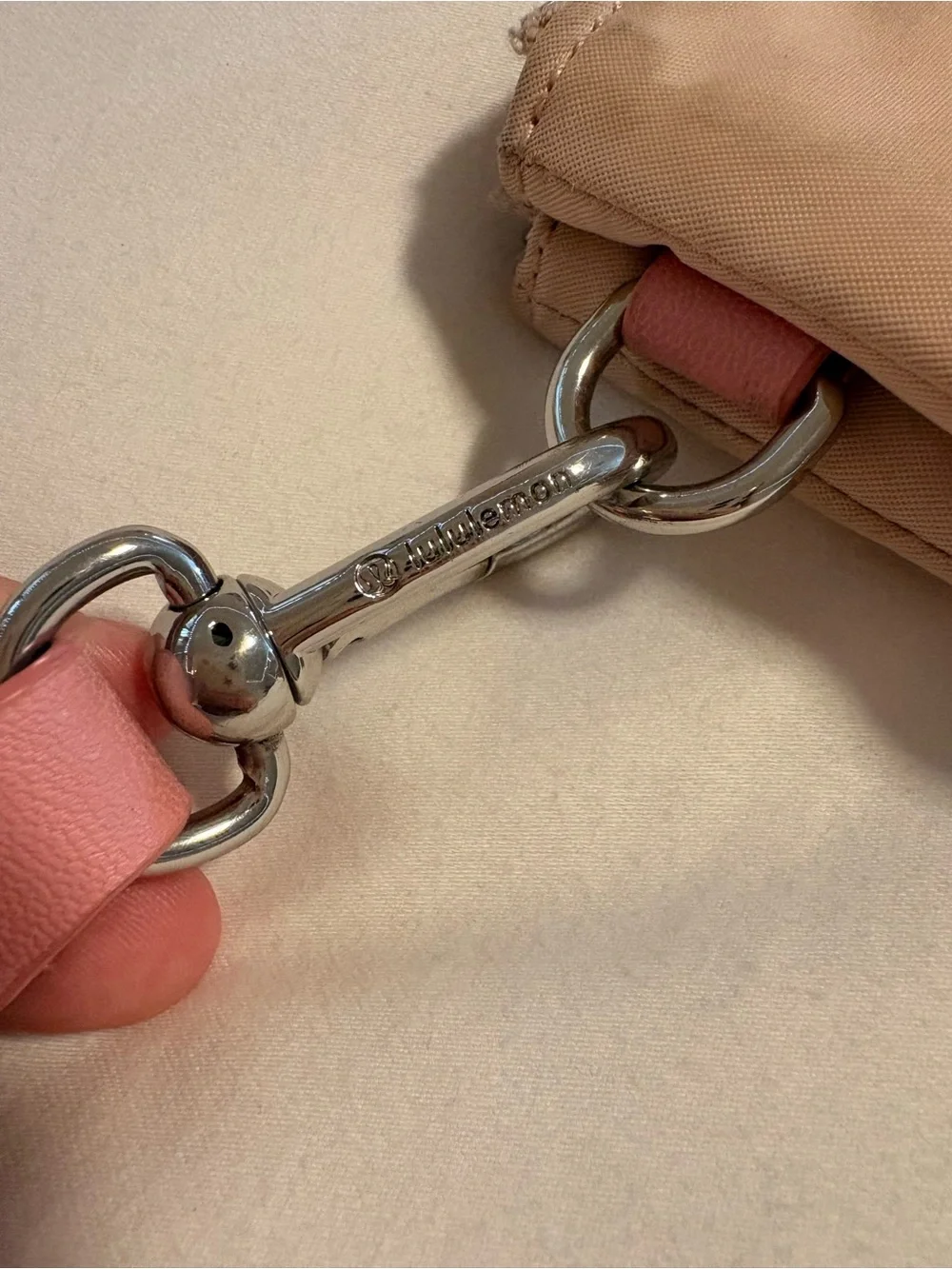 lululemon athletica Tan Wristlet Clutch with Pink Tab